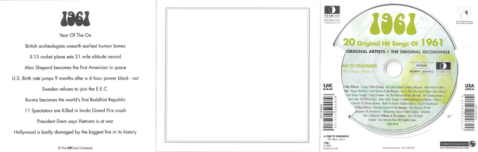 A Time To Remember - The Classic Years 1961 - UK 2006 - Sony / BMG Music Entertainment / CD Card Company CD504S - Elvis Presley Various Artist CD