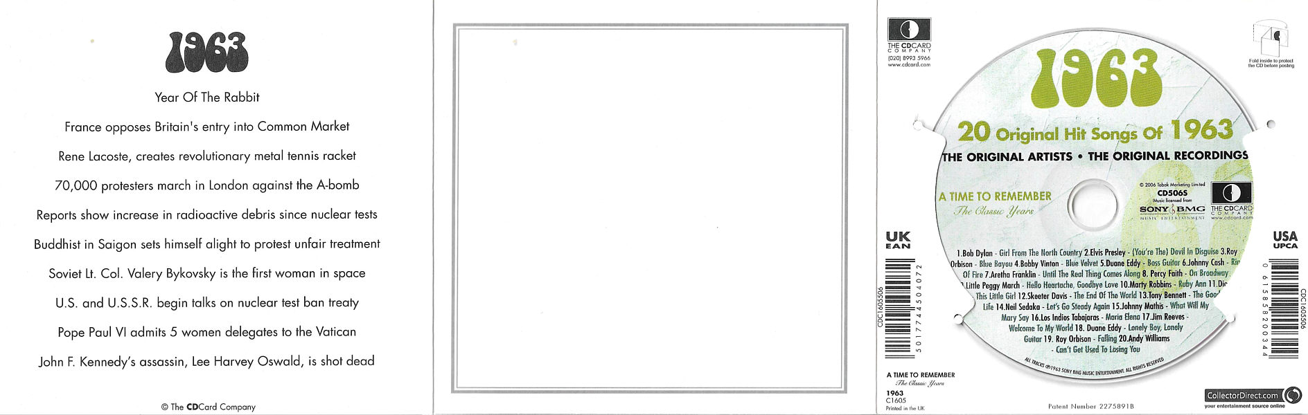 A Time To Remember - The Classic Years 1961 - UK 2006 - Sony / BMG Music Entertainment / CD Card Company CD506S - Elvis Presley Various Artist CD