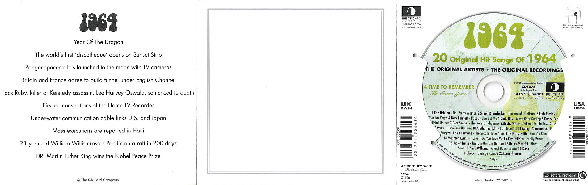 A Time To Remember - The Classic Years 1964 - UK 2006 - Sony / BMG Music Entertainment / CD Card Company CD507S - Elvis Presley Various Artist CD