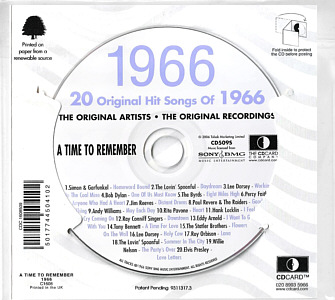 A Time To Remember - The Classic Years 1966 - UK 2006 - Sony / BMG Music Entertainment / CD Card Company CD509S - Elvis Presley Various Artist CD