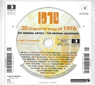A Time To Remember - The Classic Years 1976 - UK 2006 - Sony / BMG Music Entertainment / CD Card Company CD519S - Elvis Presley Various Artist CD