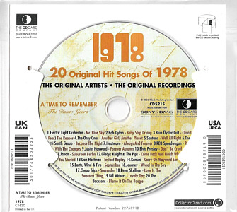 A Time To Remember - The Classic Years 1978 - UK 2006 - Sony / BMG Music Entertainment / CD Card Company CD521S - Elvis Presley Various Artist CD