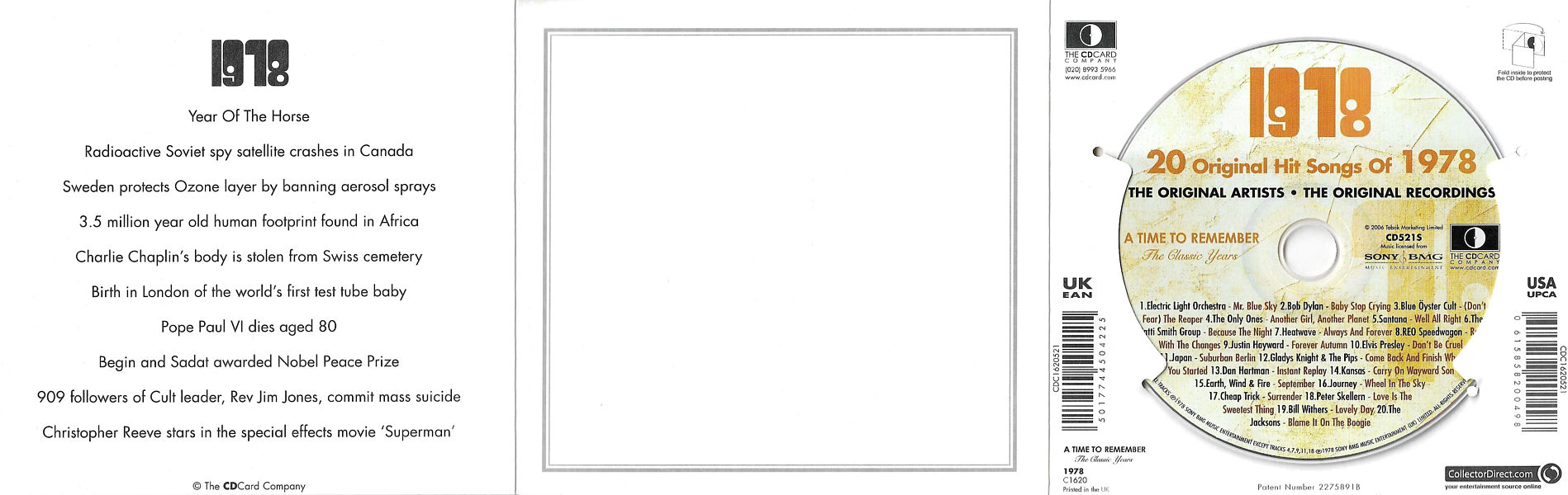 A Time To Remember - The Classic Years 1978 - UK 2006 - Sony / BMG Music Entertainment / CD Card Company CD521S - Elvis Presley Various Artist CD