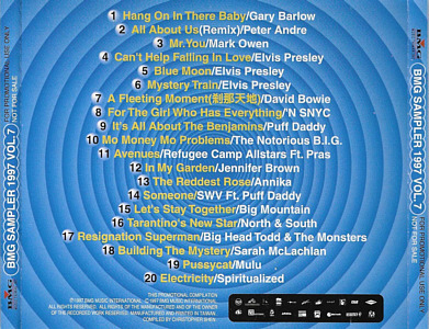 Artist Of The Month  BMG Sampler 1997 Vol. 7  - Taiwan 1997 - BMG - Elvis Presley Various Artists CD