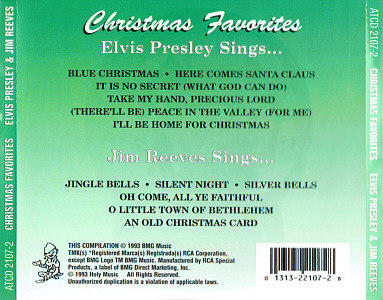 Elvis Presley & Jim Reeves - Christmas Favourites - USA 1993 - BMG ATCD-2107-2 - Elvis Presley Various Artist CD