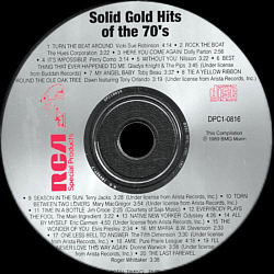 Solid Gold Hits Of The 70's - USA 1989 - BMG DPC1-0816 - Elvis Presley Various Artist CD