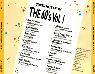 Superhits From The 60's Vol. 1 - Netherlands 1991 - BMG PS CD 38