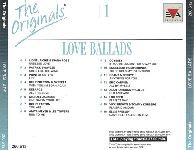 The Originals | 1 - Love Balldas - Netherlands 1988 - EVA Records 260.512 - Elvis Presley Various Artist CD